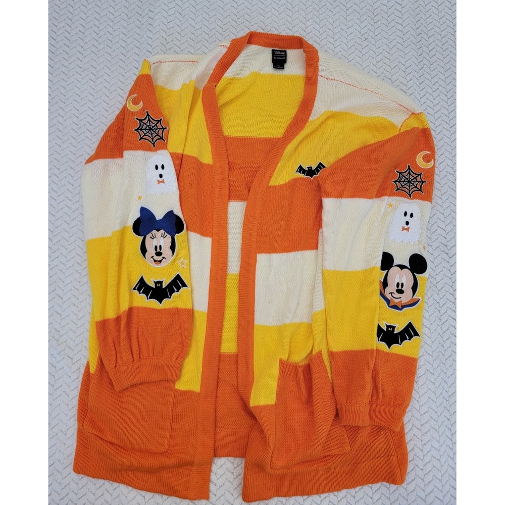 Disney Her Universe Halloween Minnie-Mickey Mouse Candy Corn Cardigan Sweater XL